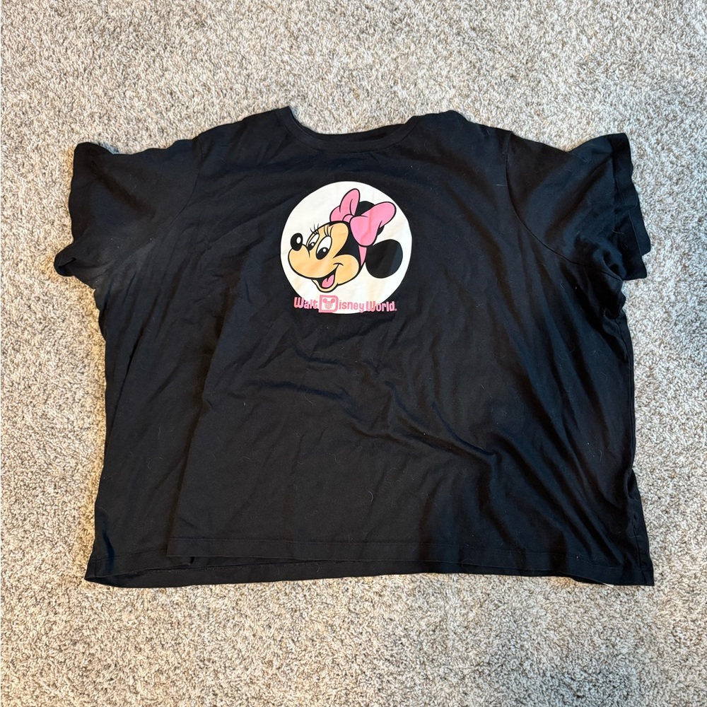 Disney Black Minnie Mouse Cropped Boxy T-Shirt